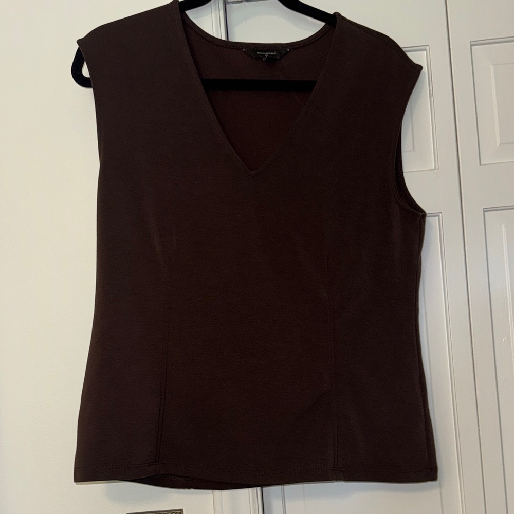 Banana Republic Dark Brown V-Neck Tank Top